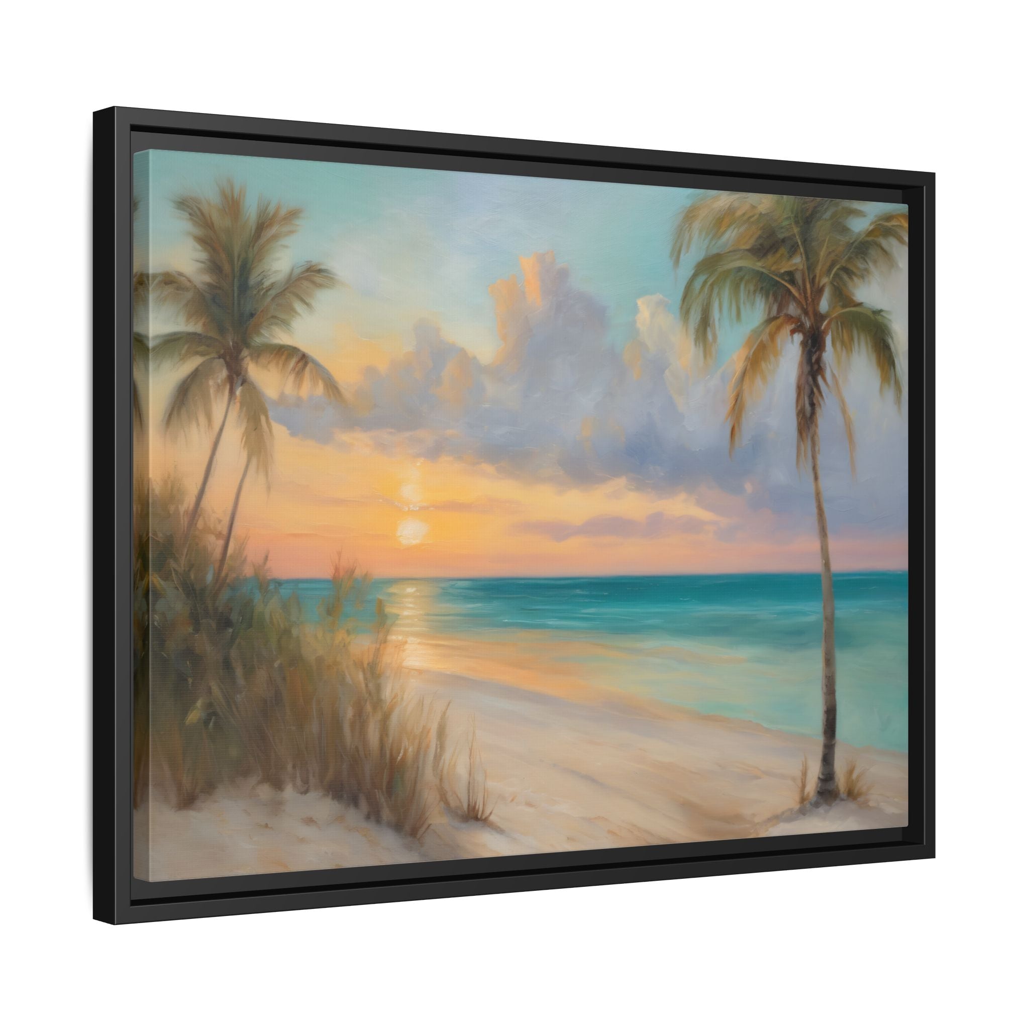 Florida Beach Oil Painting Print – Key West Sunset Coastal Landscape Wall Art