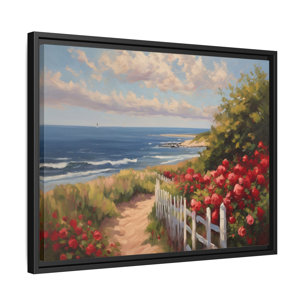 Cape Cod Oil Painting Print – Coastal Rose Beach Landscape Wall Art