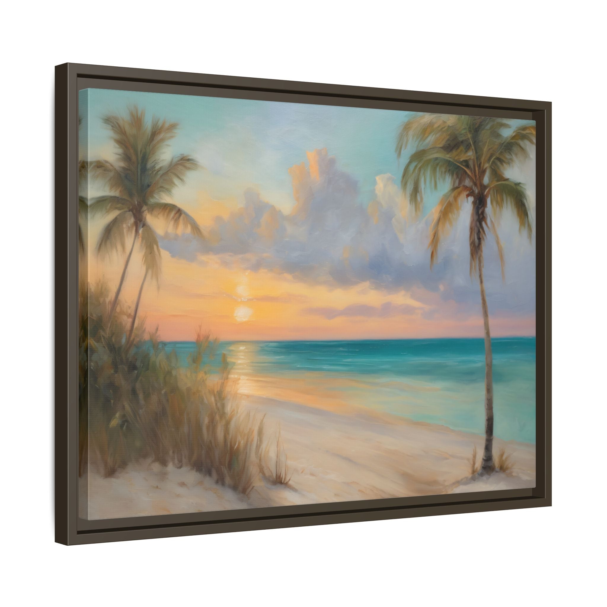 Florida Beach Oil Painting Print – Key West Sunset Coastal Landscape Wall Art