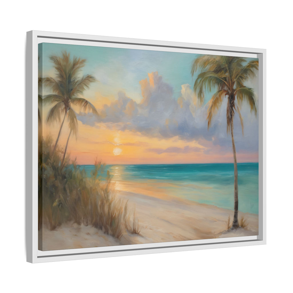 Florida Beach Oil Painting Print – Key West Sunset Coastal Landscape Wall Art