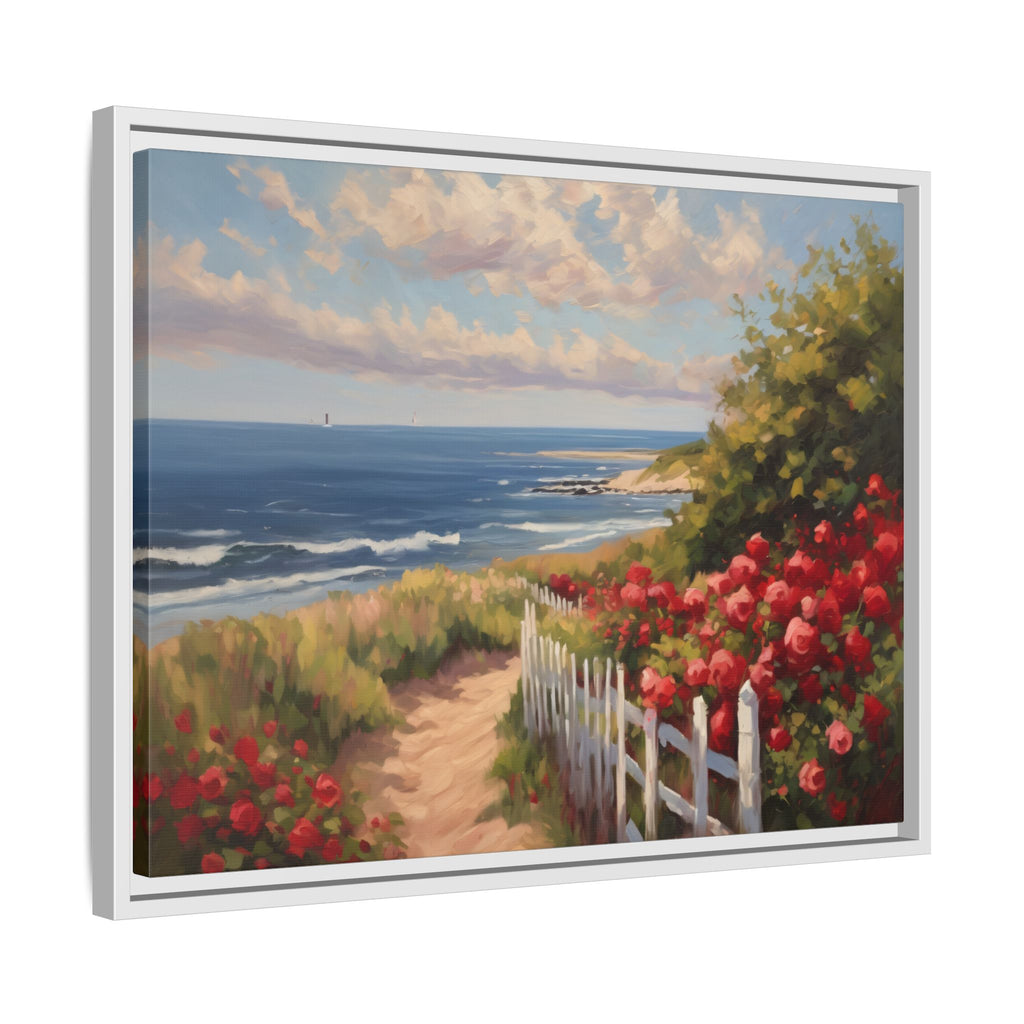 Cape Cod Oil Painting Print – Coastal Rose Beach Landscape Wall Art