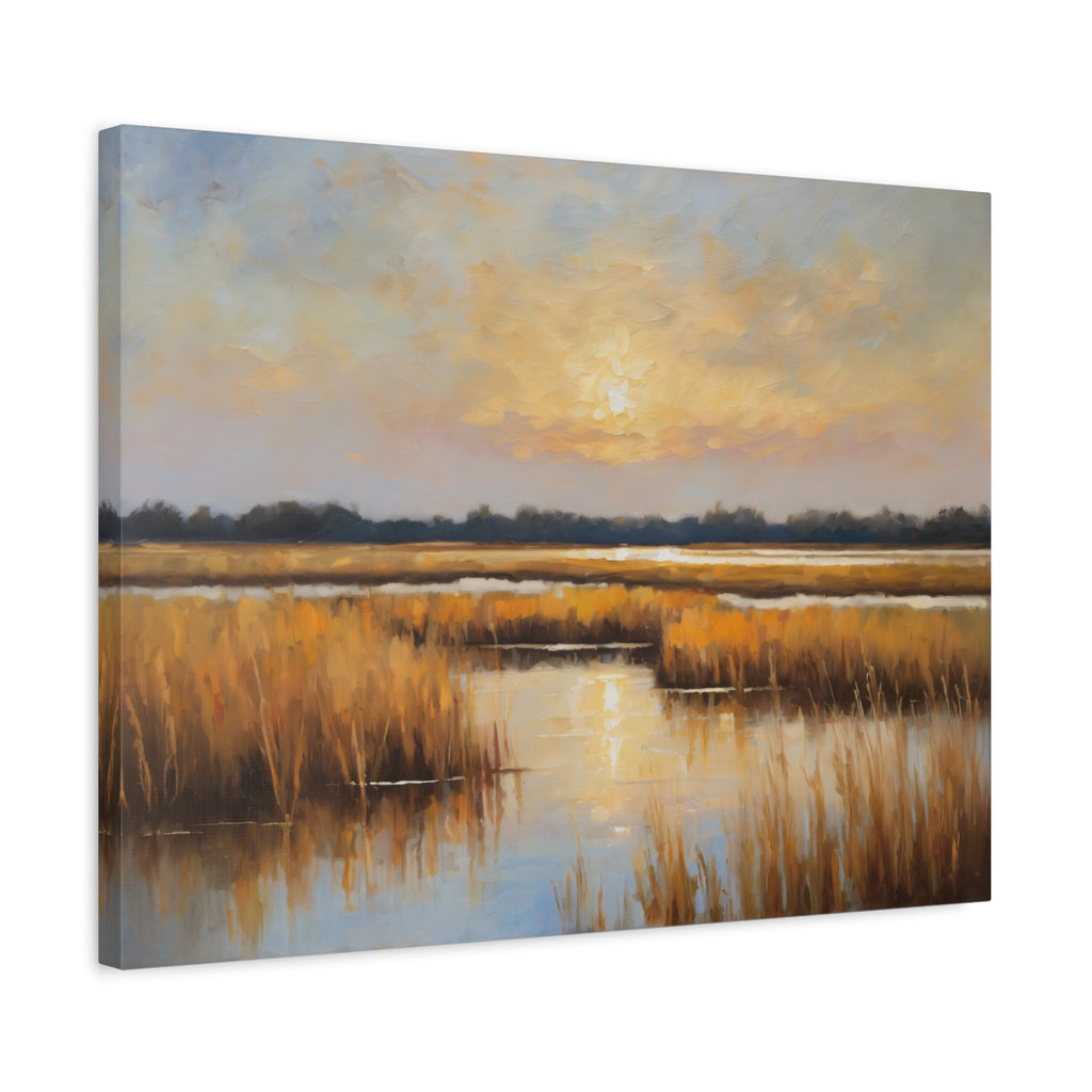 Salt Marsh Oil Painting Print – Lowcountry Sunset Landscape Wall Art