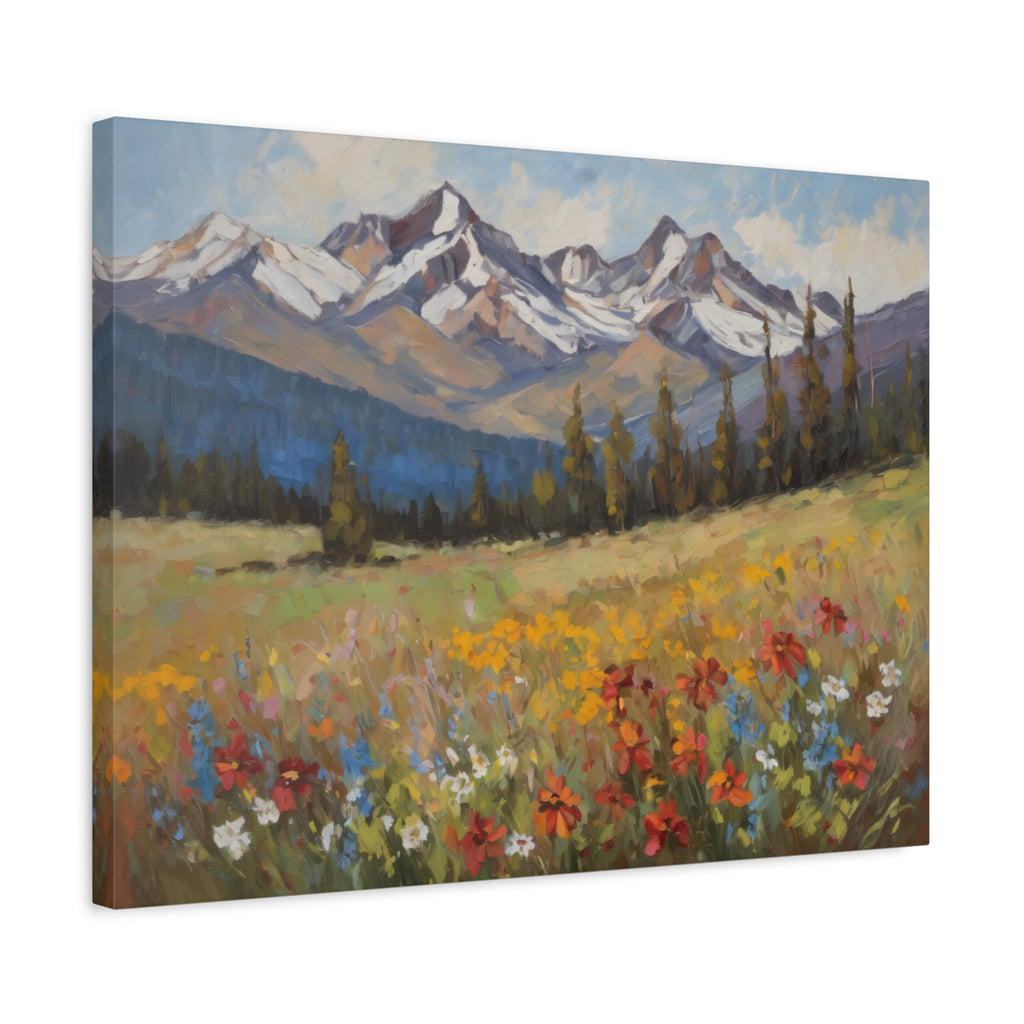Wasatch Mountains Oil Painting Print – Utah Wildflower Mountain Landscape Wall Art