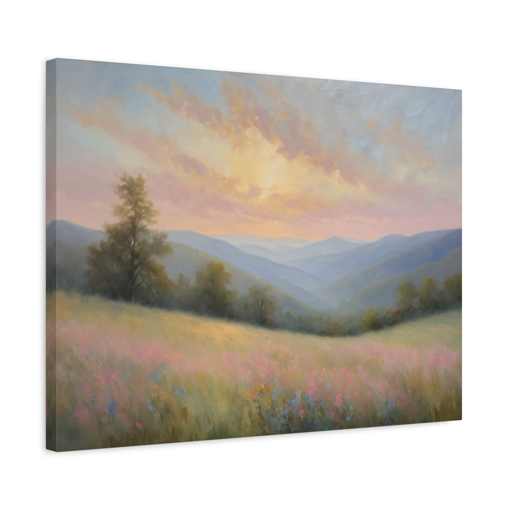 Blue Ridge Mountains Oil Painting Print – Appalachian Landscape Wall Art