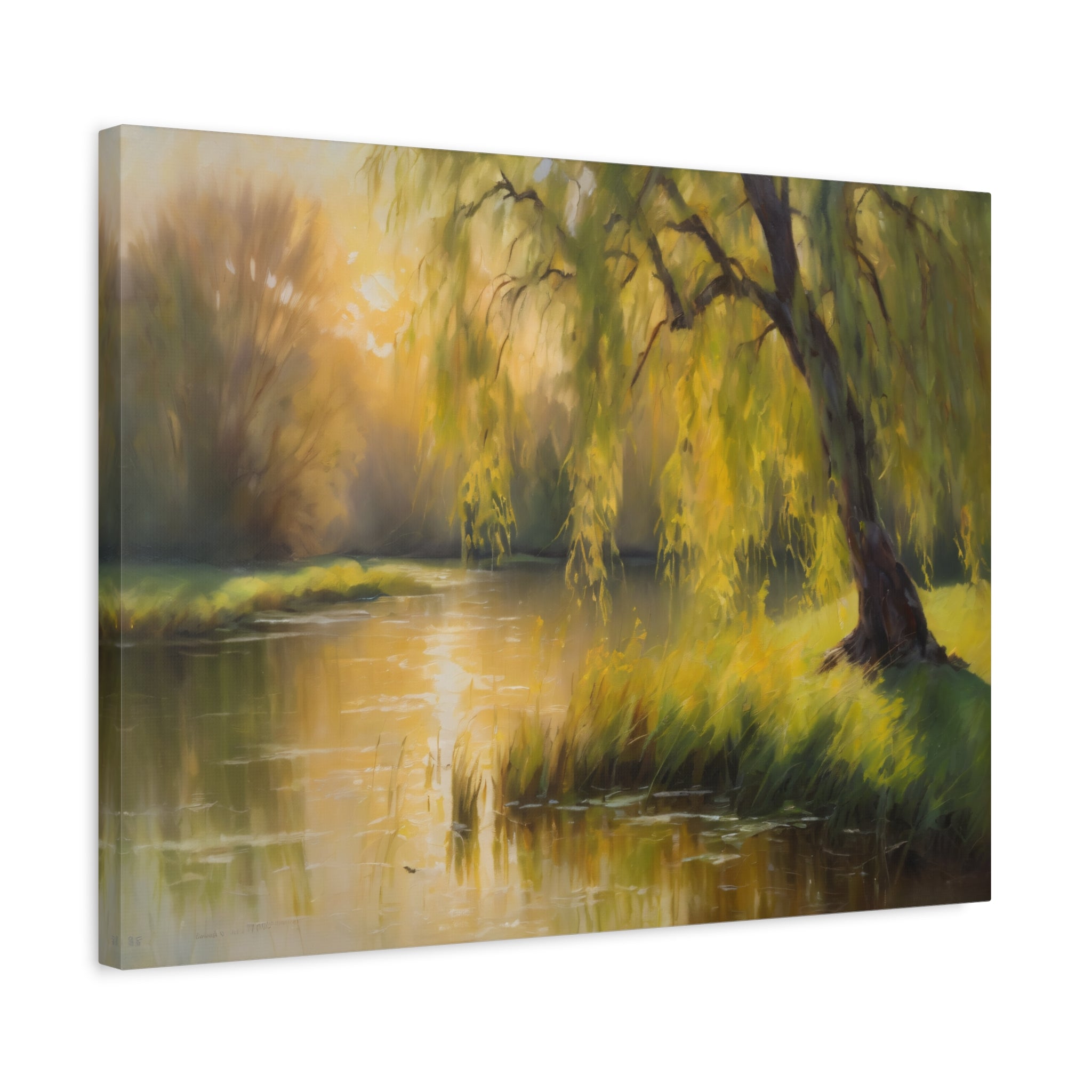 Willow Tree Oil Painting Print – Rustic Countryside Landscape Wall Art