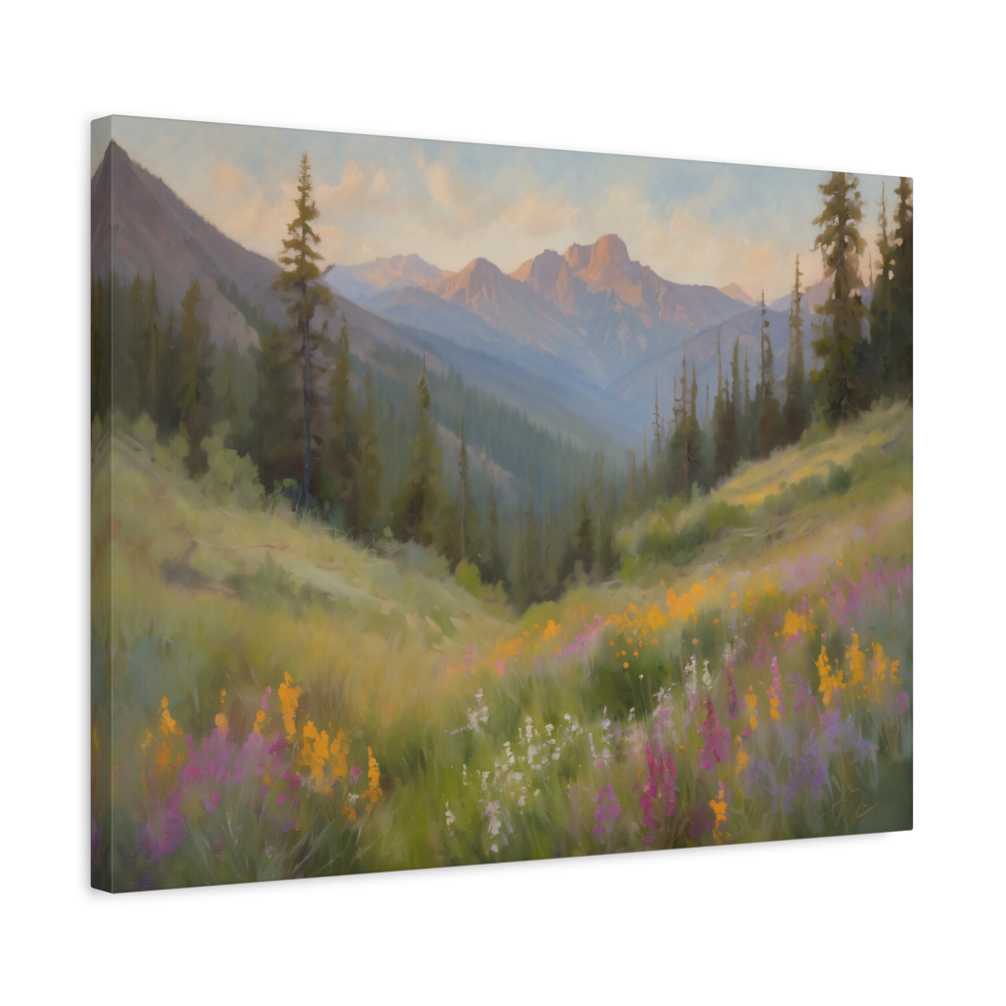 Wasatch Mountains Oil Painting Print – Utah Wildflower Landscape Wall Art