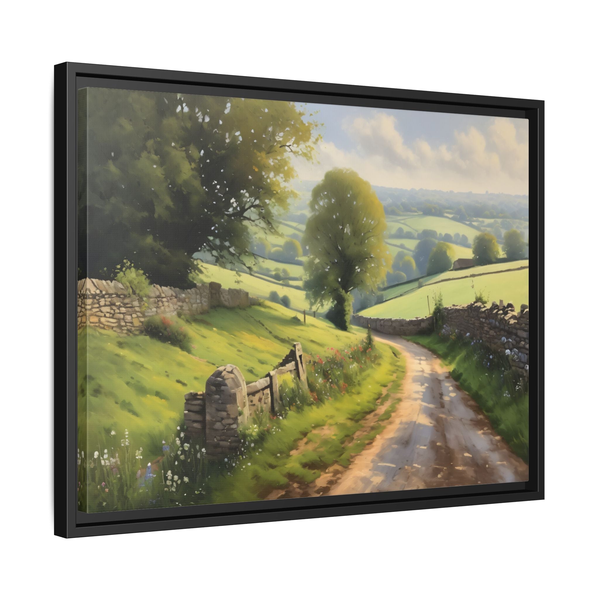 Cotswolds Oil Painting Print – English Countryside Landscape Wall Art