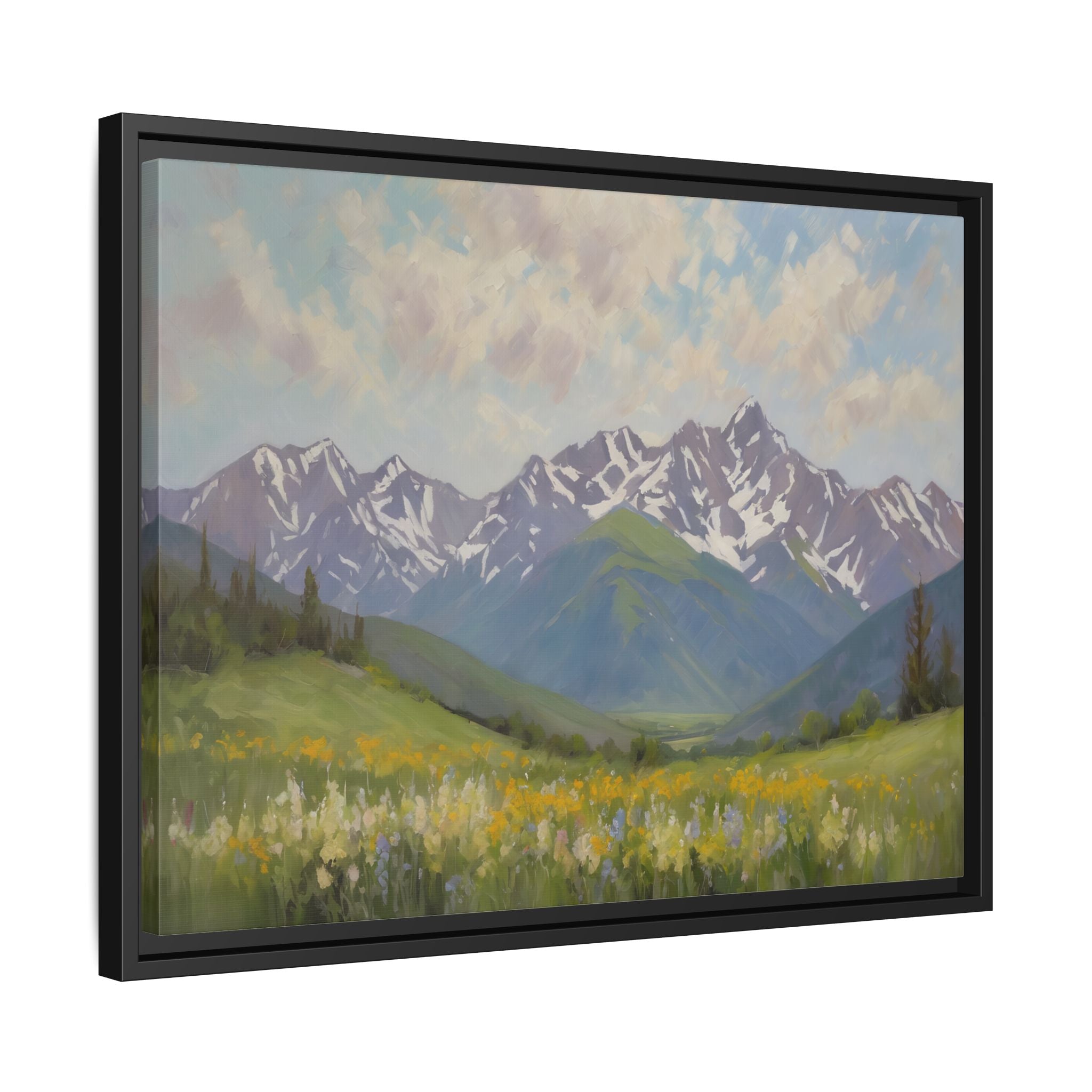 Wasatch Mountains Oil Painting Print – Utah Wildflower Mountain Landscape Wall Art