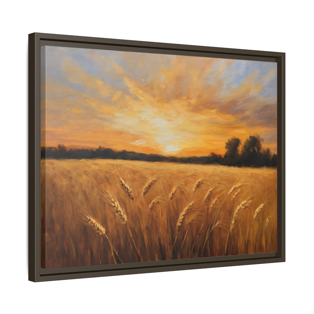 Golden Wheat Field Oil Painting Print – Rustic Farm Landscape Wall Art