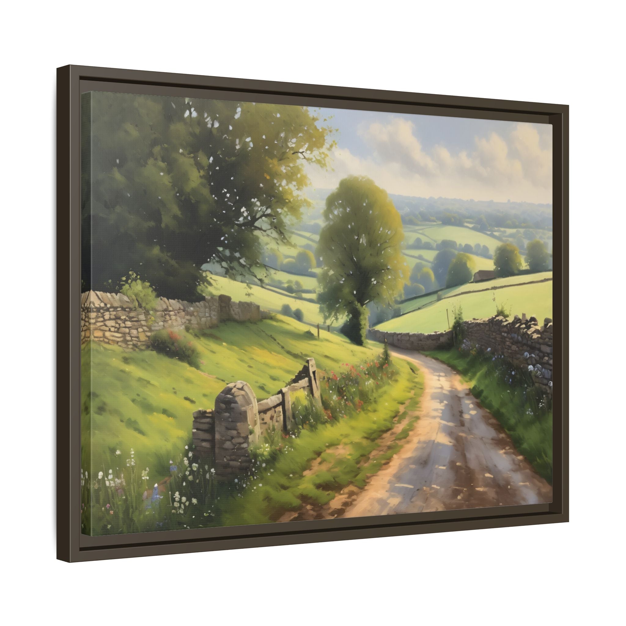 Cotswolds Oil Painting Print – English Countryside Landscape Wall Art