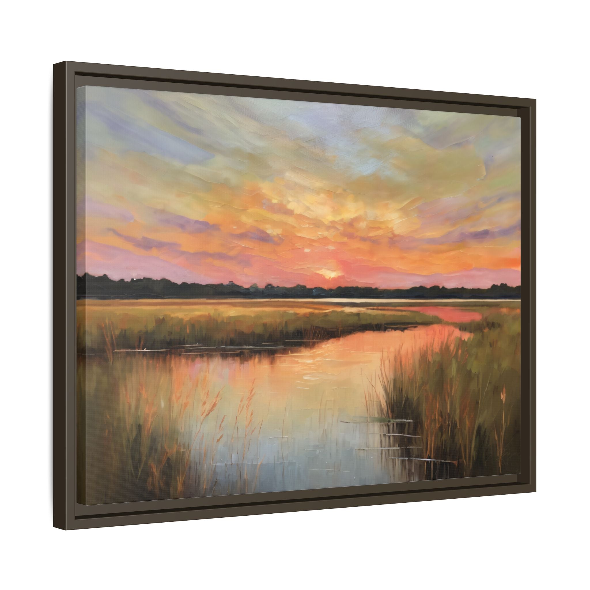 Salt Marsh Oil Painting Print – Tranquil Sunset Landscape Wall Art
