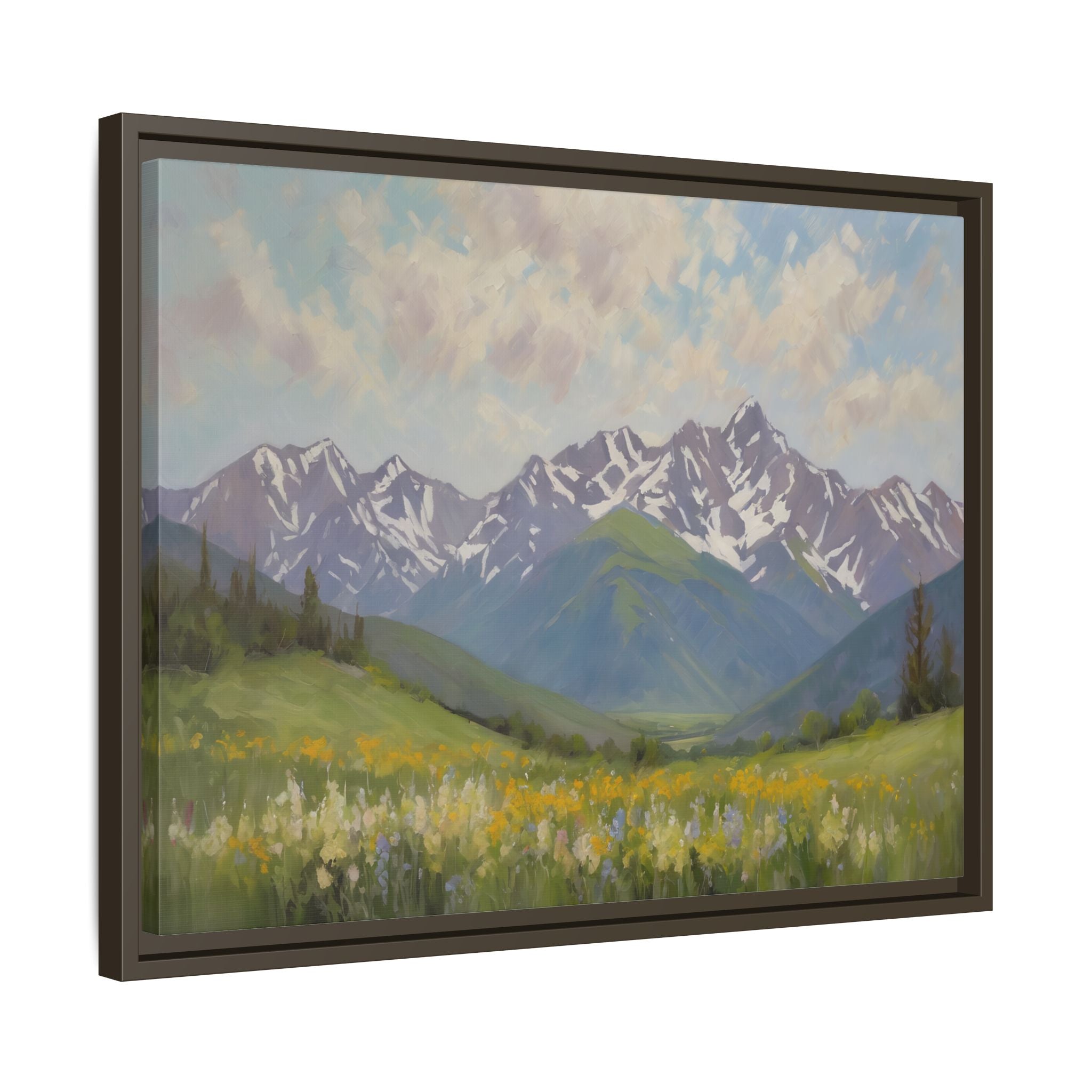 Wasatch Mountains Oil Painting Print – Utah Wildflower Mountain Landscape Wall Art
