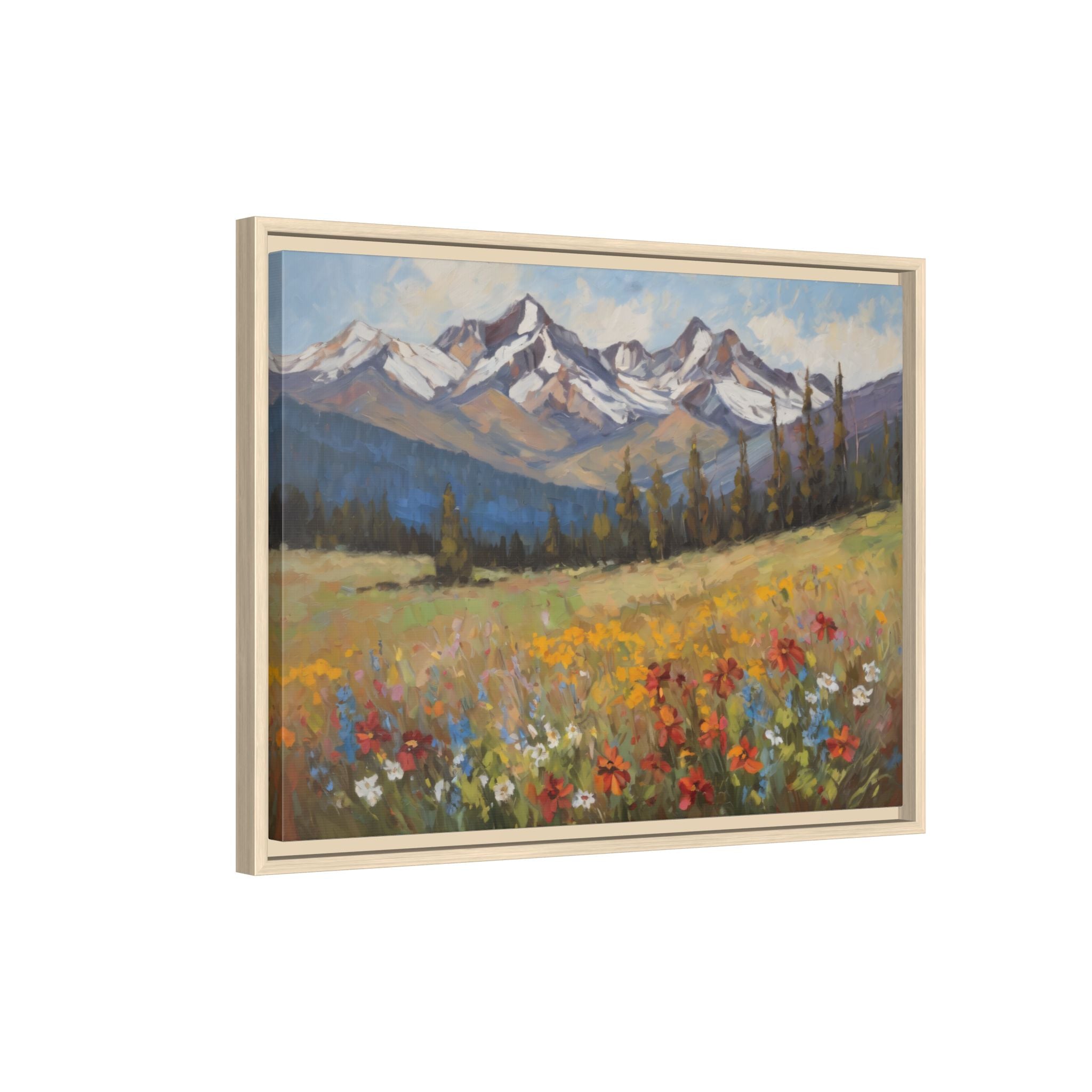Wasatch Mountains Oil Painting Print – Utah Wildflower Mountain Landscape Wall Art
