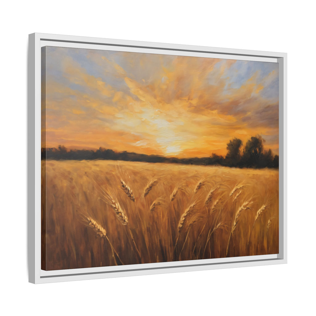 Golden Wheat Field Oil Painting Print – Rustic Farm Landscape Wall Art