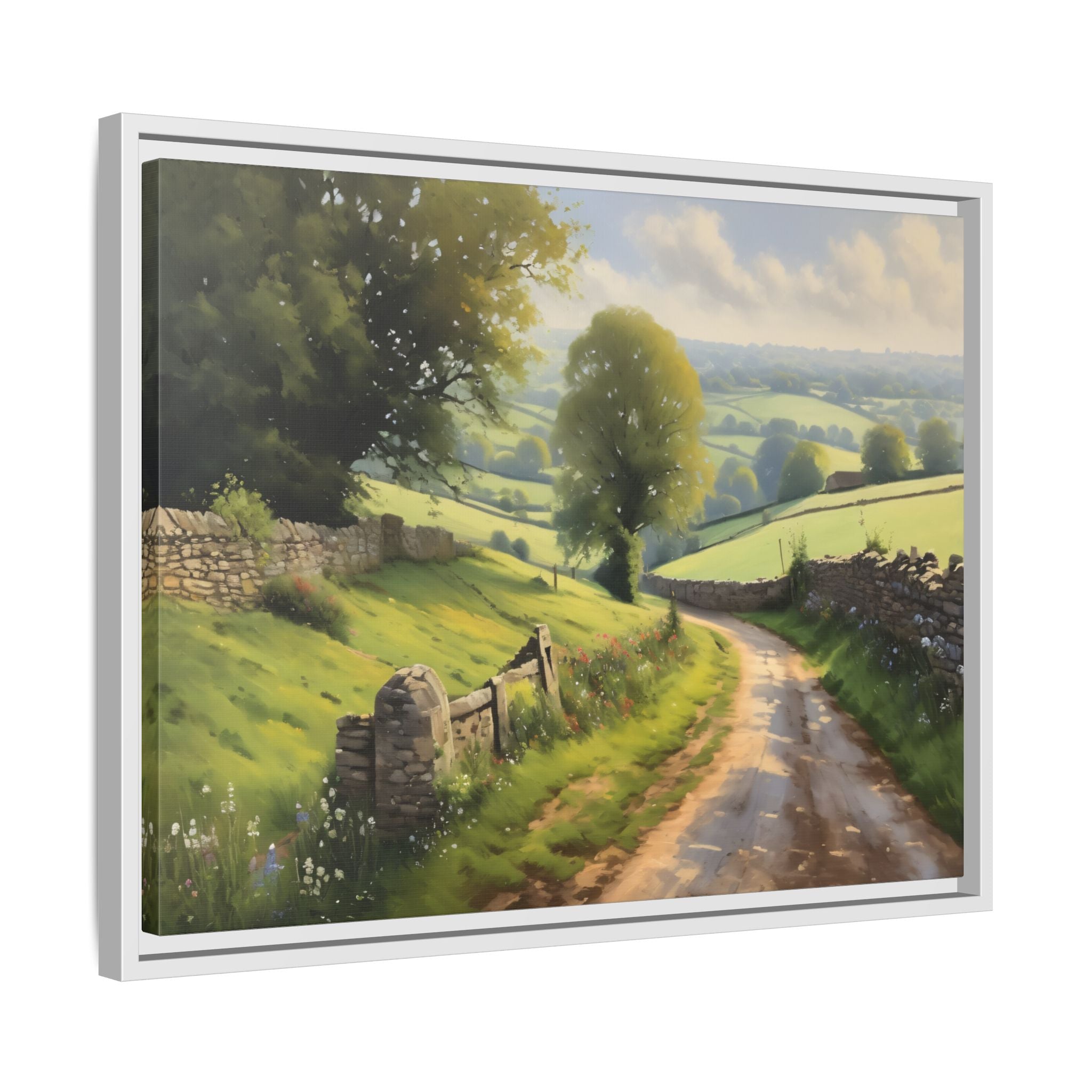 Cotswolds Oil Painting Print – English Countryside Landscape Wall Art