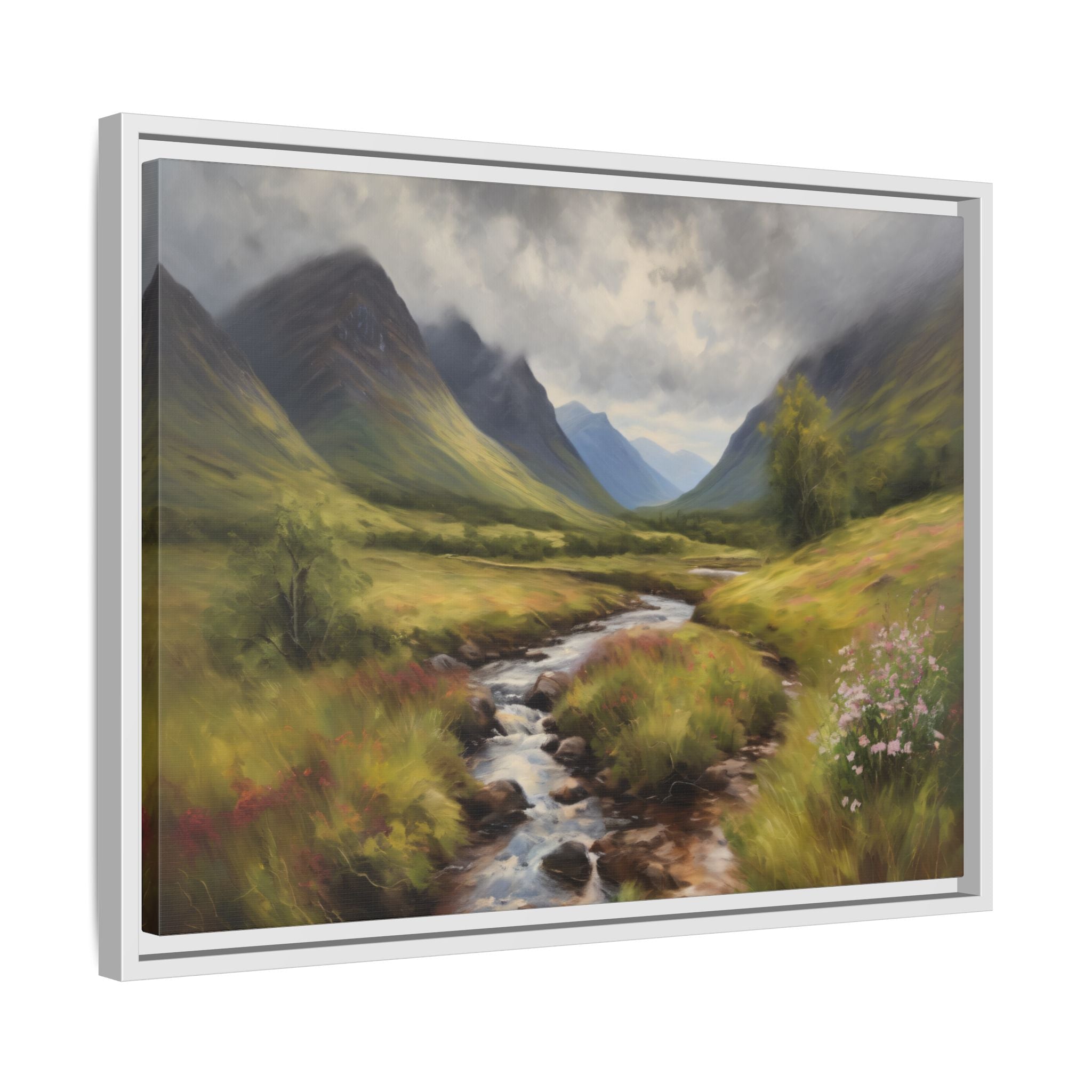 Glencoe Oil Painting Print – Scottish Highlands Mountain Landscape Wall Art