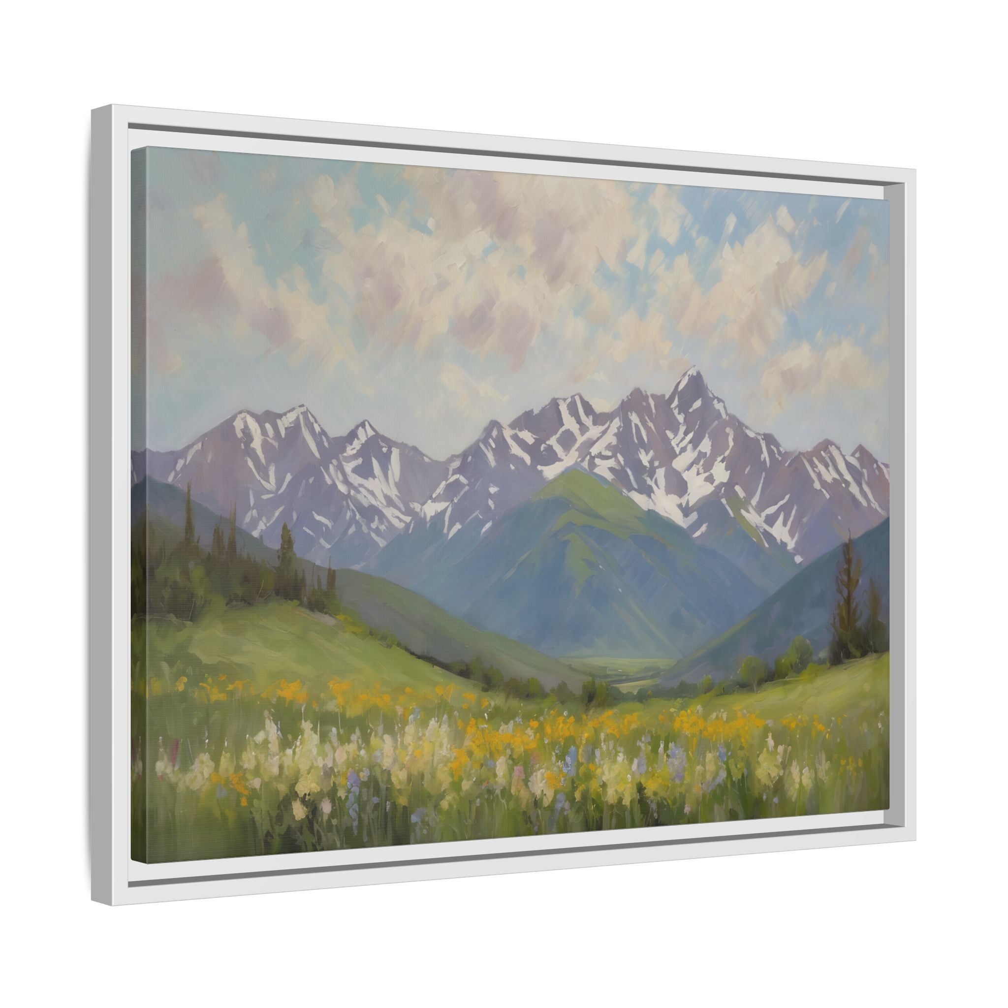 Wasatch Mountains Oil Painting Print – Utah Wildflower Mountain Landscape Wall Art