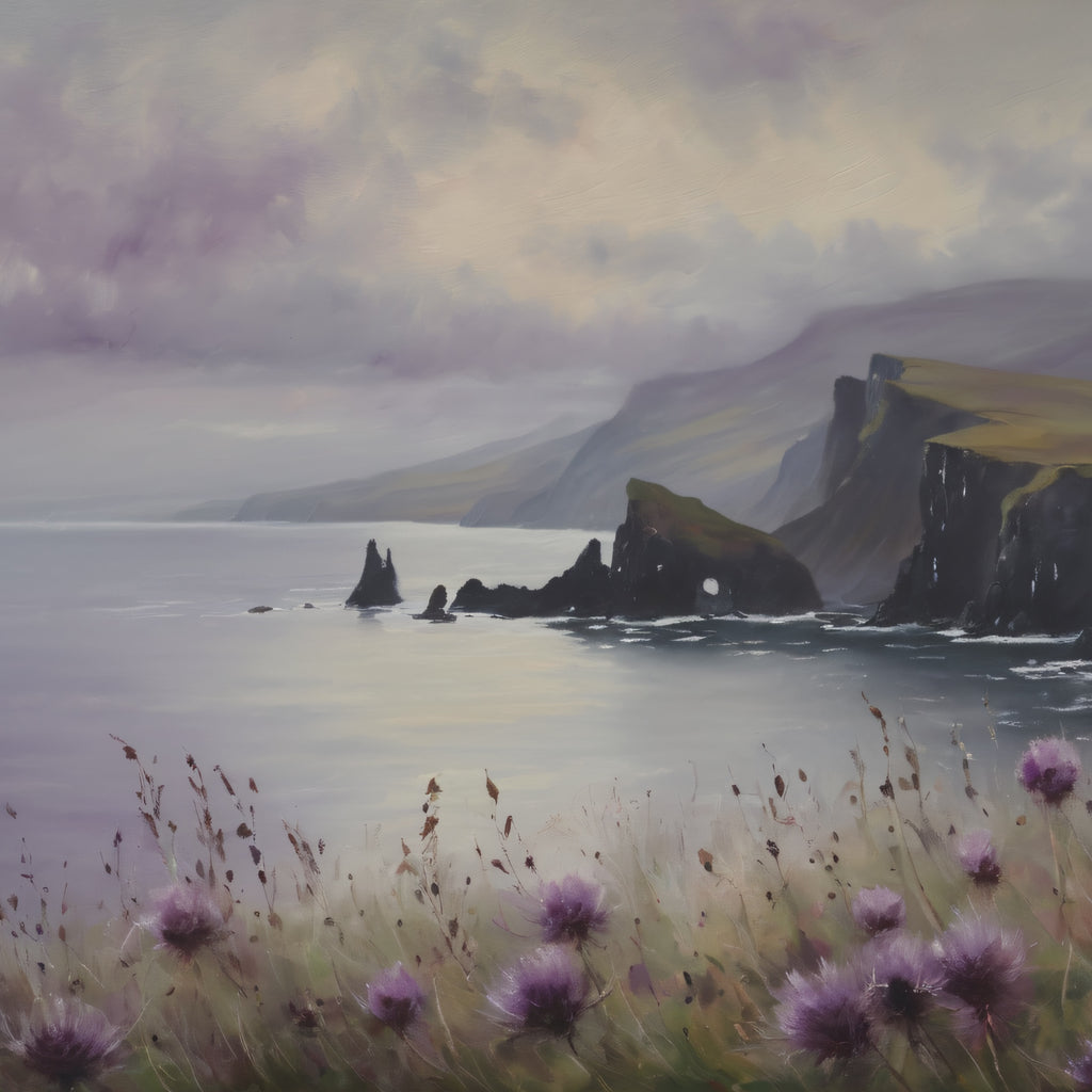 Isle of Skye Oil Painting Print – Scottish Highlands Landscape Wall Art